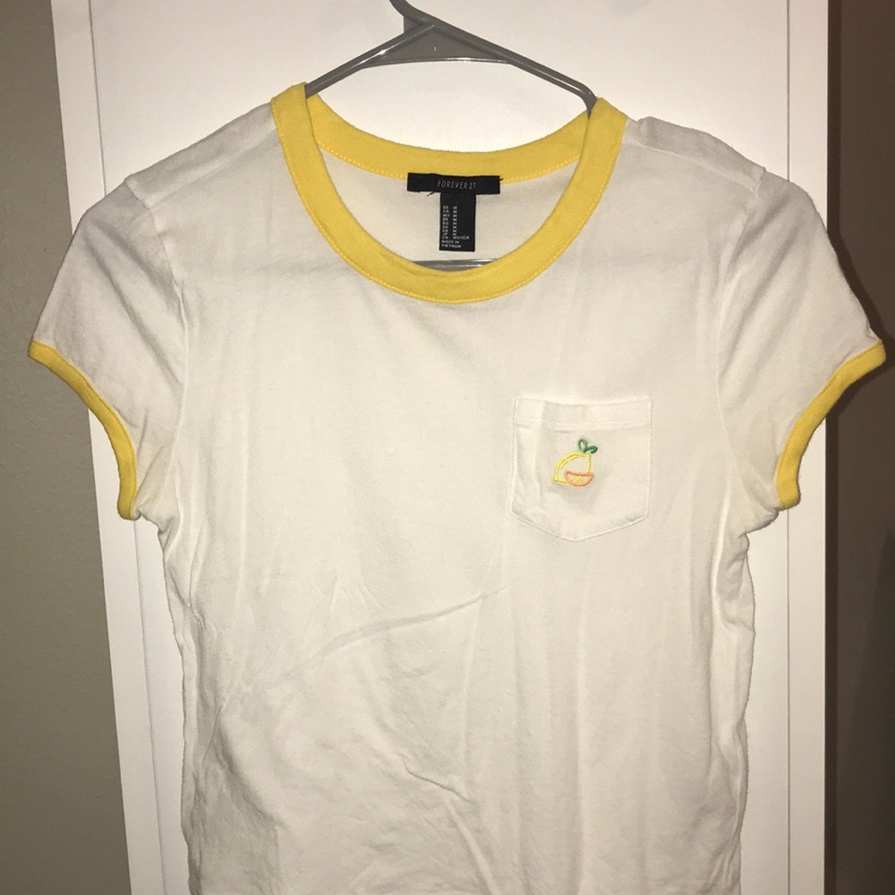 Forever 21 Ribbed Trim Ringer Tee